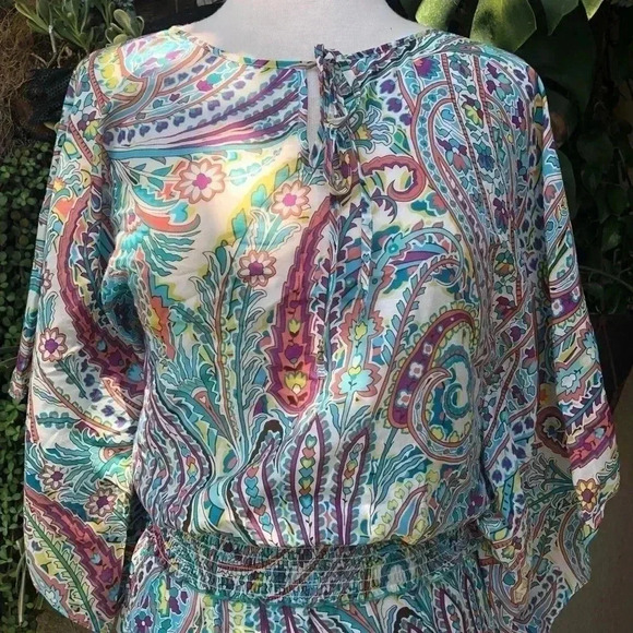 CUPIO 2pc- Silk Blend Blouse and Maxi Skirt Paisley with Flowers Print - Picture 1 of 13